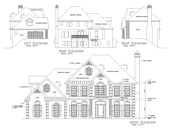 Rear Elevation for House Plan #274082