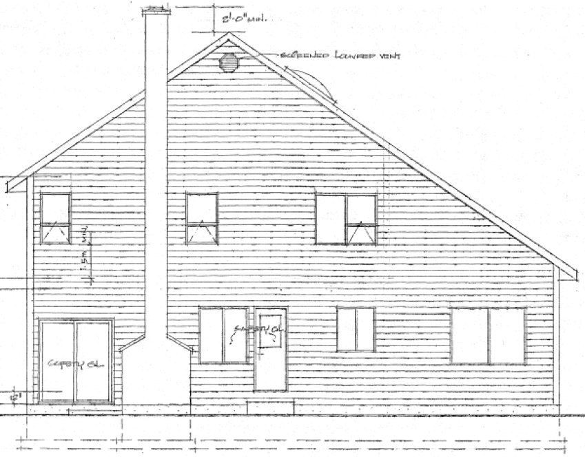 Rear Elevation for House Plan #200277