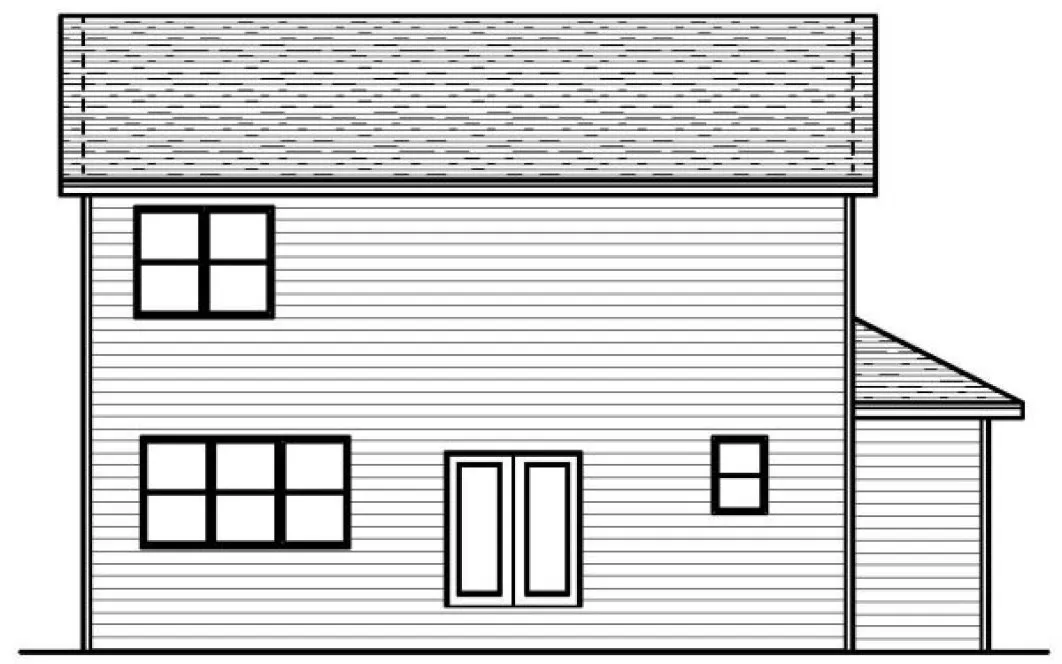 Rear Elevation for House Plan #280161