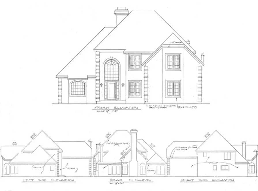 Rear Elevation for House Plan #271072