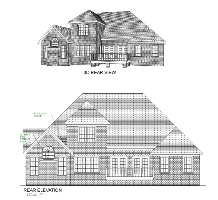 Rear Elevation for House Plan #277062