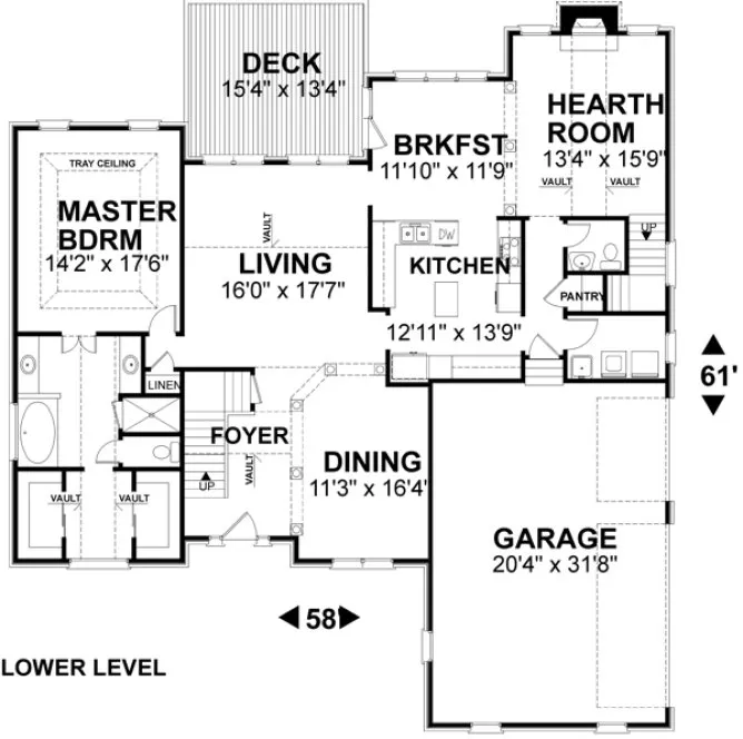 Main Floor Plan for House Plan #277062