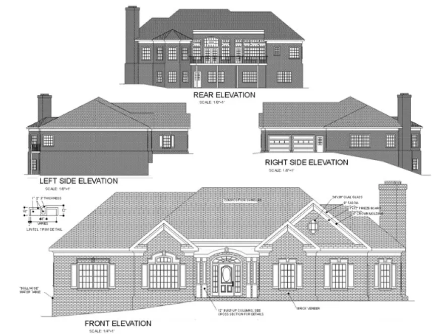 Rear Elevation for House Plan #270252