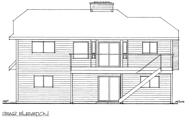 Rear Elevation for House Plan #200275