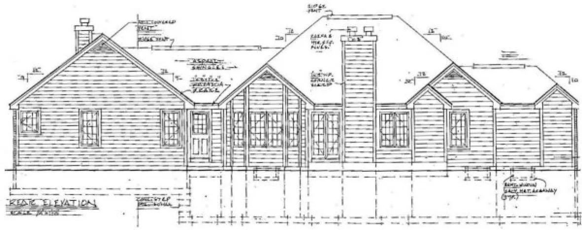 Rear Elevation for House Plan #381069