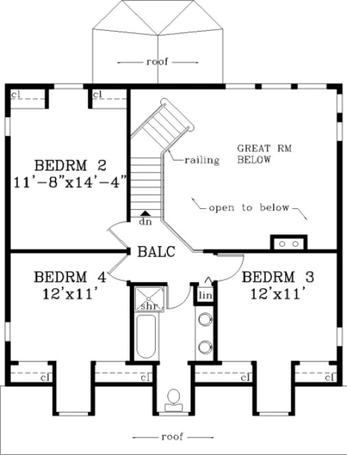 Second Floor Plan for House Plan #385069
