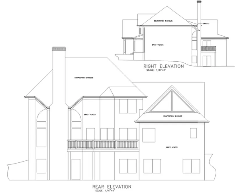 Rear Elevation for House Plan #278152