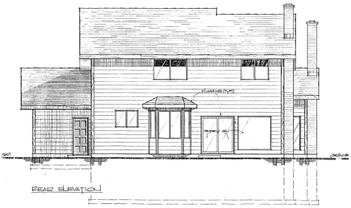 Rear Elevation for House Plan #200269