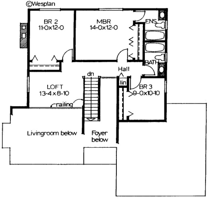 Second Floor Plan for House Plan #200269
