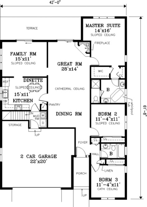 Main Floor Plan for House Plan #384179