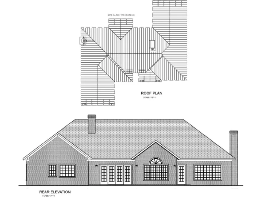 Rear Elevation for House Plan #270142
