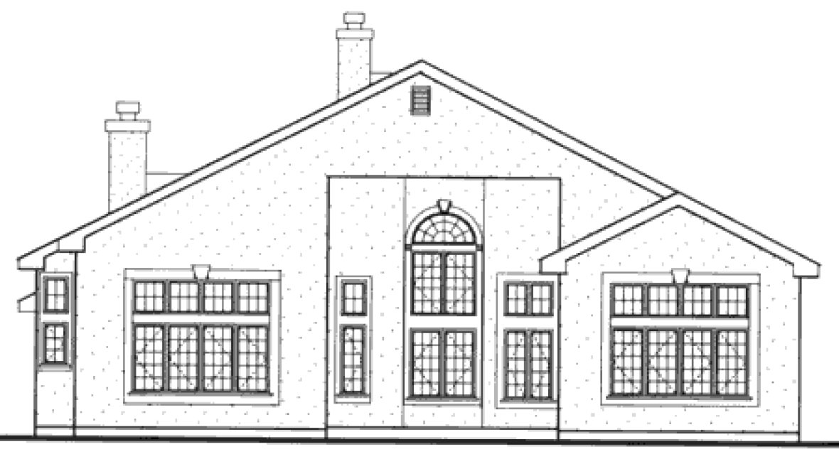 Rear Elevation for House Plan #381089