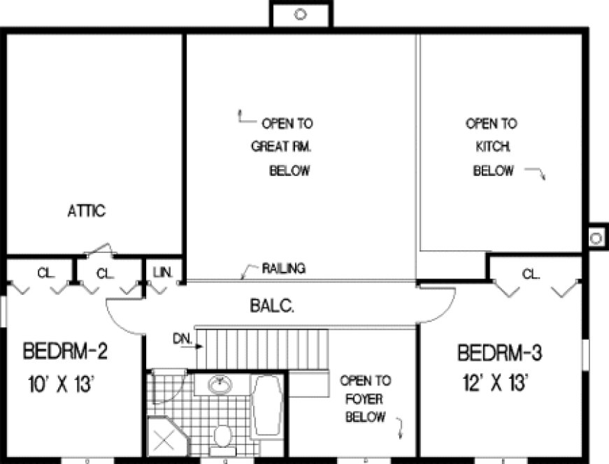 Second Floor Plan for House Plan #386089