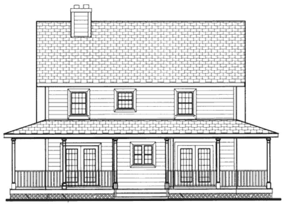 Rear Elevation for House Plan #384189