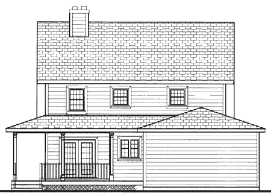 Rear Elevation for House Plan #382099