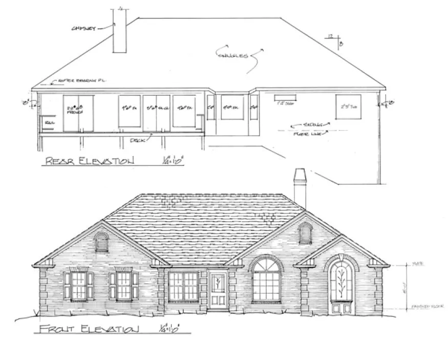 Rear Elevation for House Plan #279032