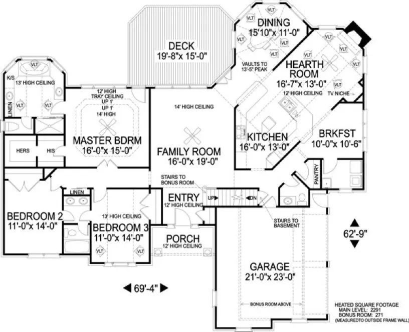 Main Floor Plan for House Plan #270222