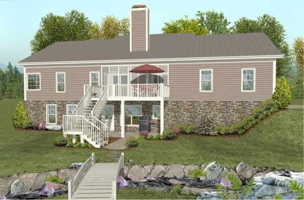 Rear Elevation for House Plan #277151