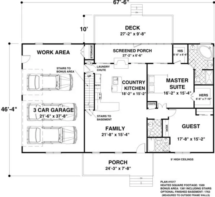 Main Floor Plan for House Plan #277151