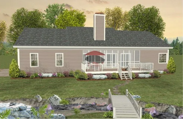 Rear Elevation for House Plan #279151