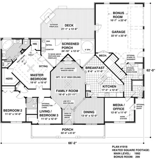 Main Floor Plan for House Plan #278191