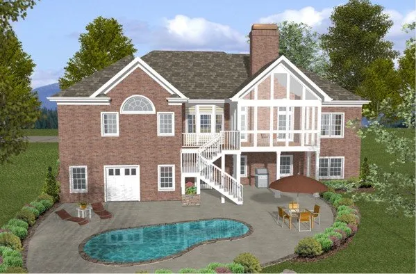 Rear Elevation for House Plan #279191