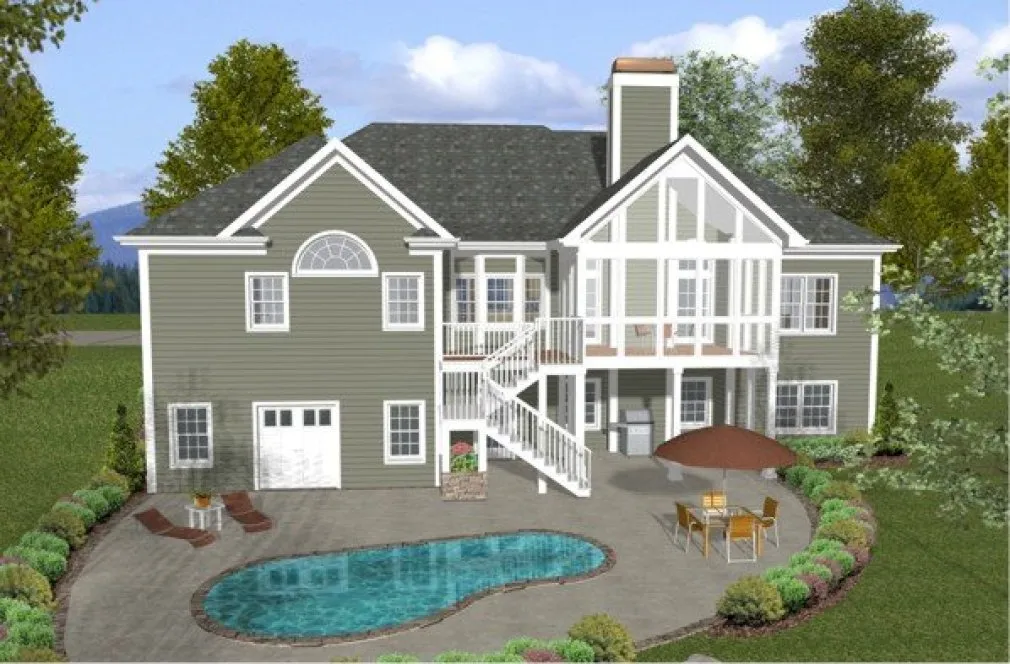 Rear Elevation for House Plan #274202