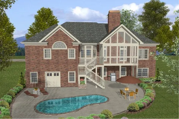 Rear Elevation for House Plan #276202