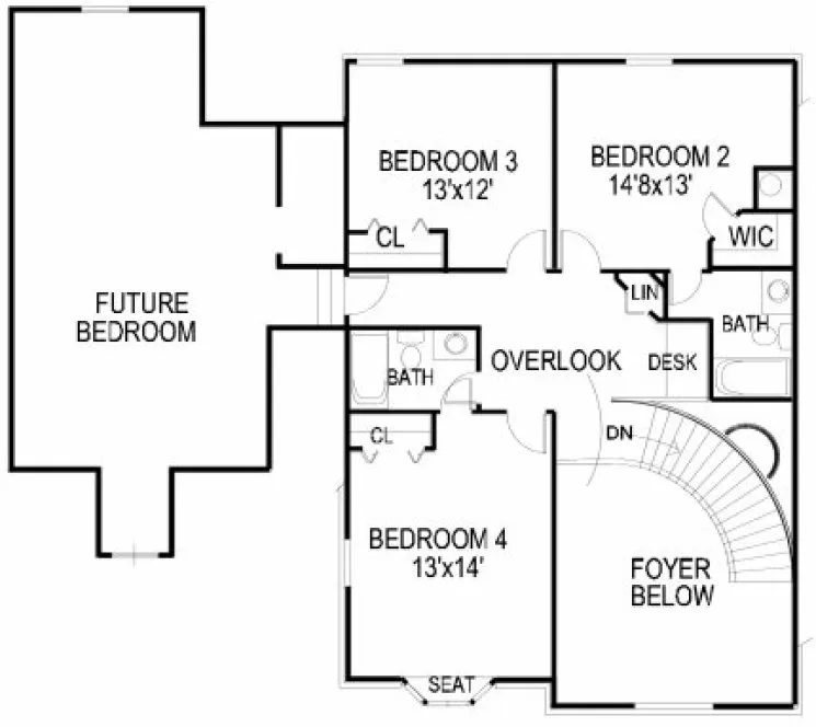 Second Floor Plan for House Plan #398100