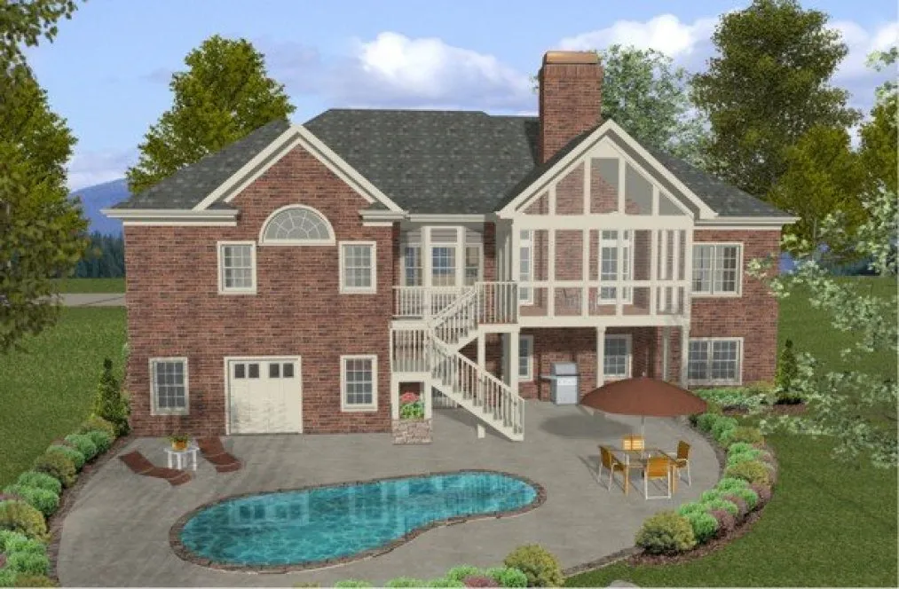 Rear Elevation for House Plan #277202