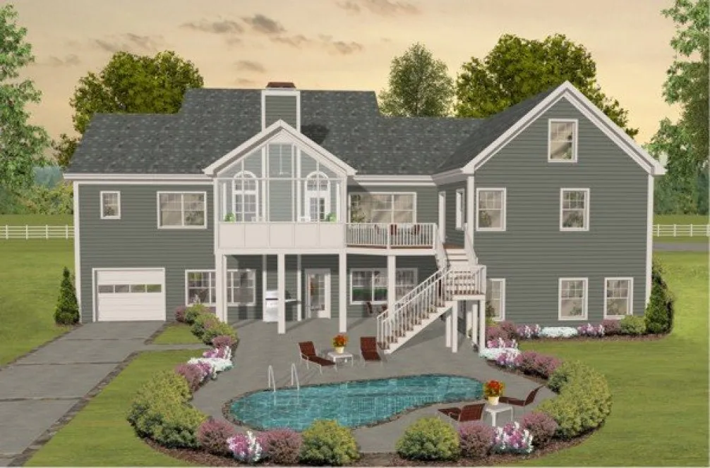 Rear Elevation for House Plan #271212