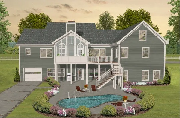 Rear Elevation for House Plan #271212