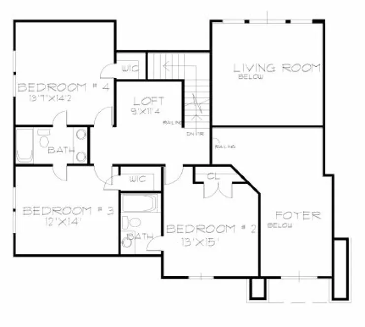 Second Floor Plan for House Plan #390202