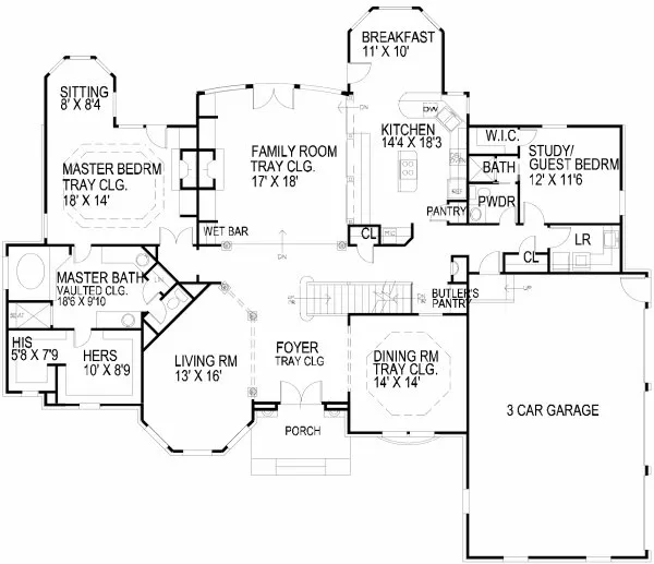 Main Floor Plan for House Plan #390005