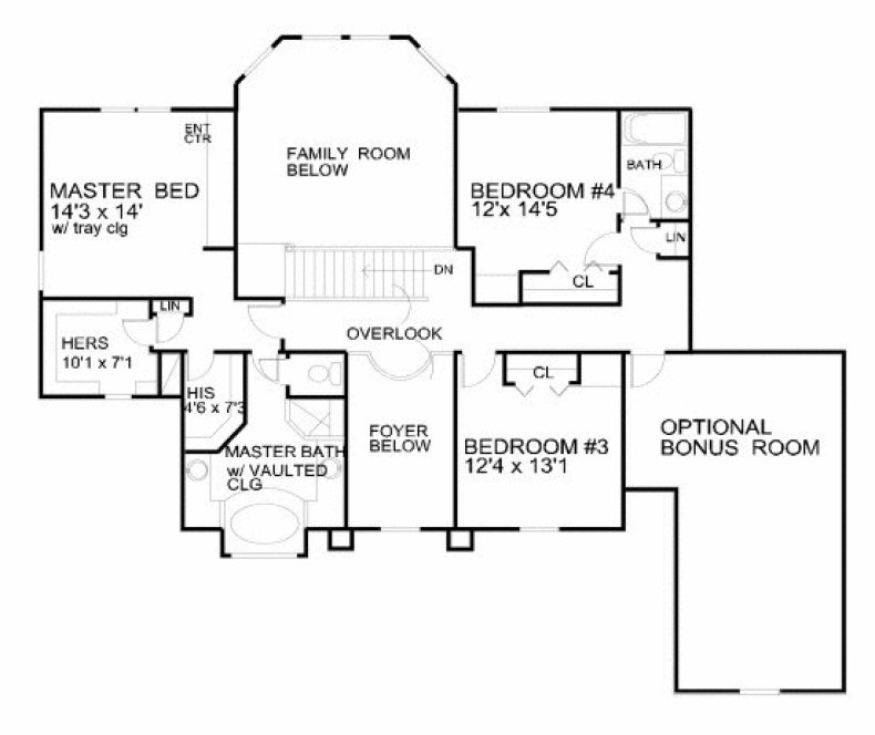 Second Floor Plan for House Plan #398000