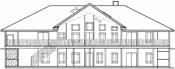 Rear Elevation for House Plan #164210