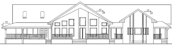 Rear Elevation for House Plan #169010
