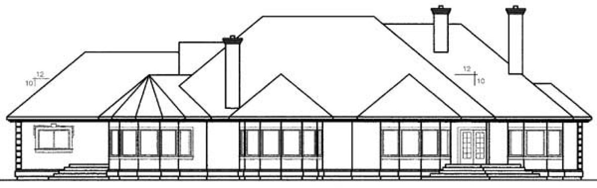 Rear Elevation for House Plan #164000