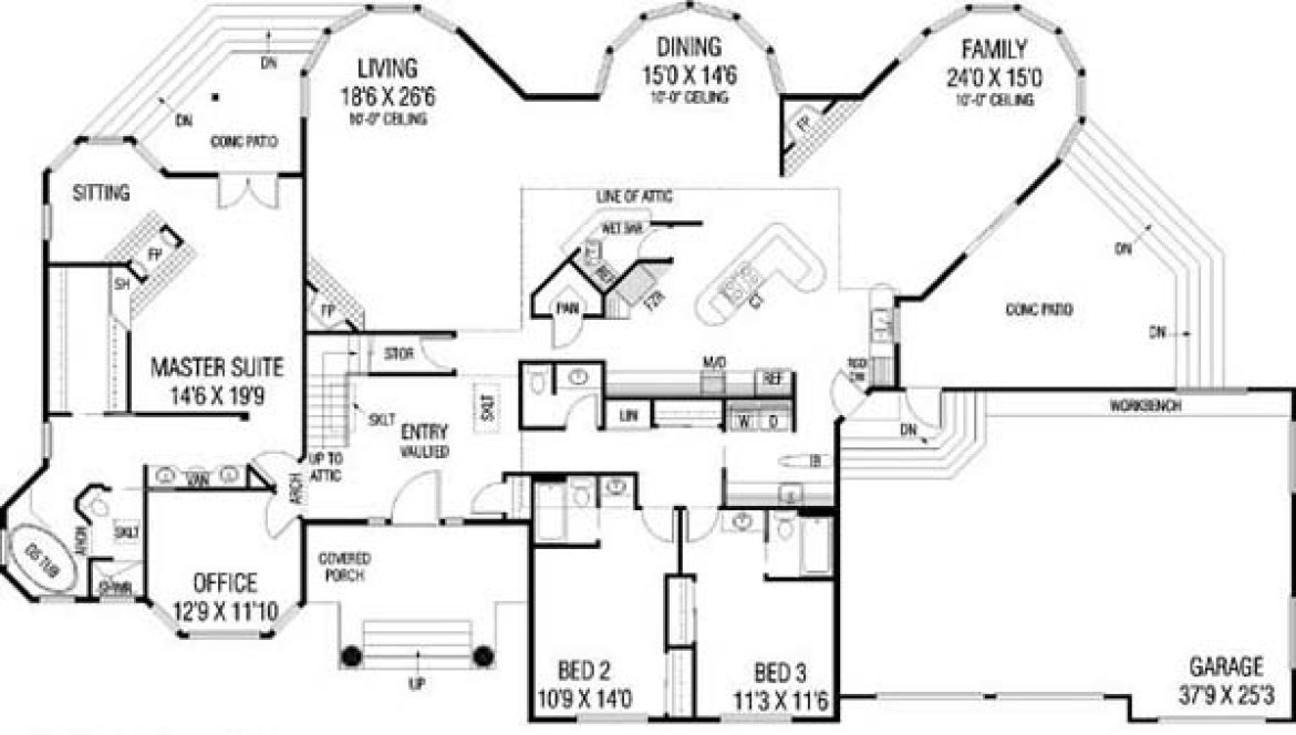 Main Floor Plan for House Plan #164000