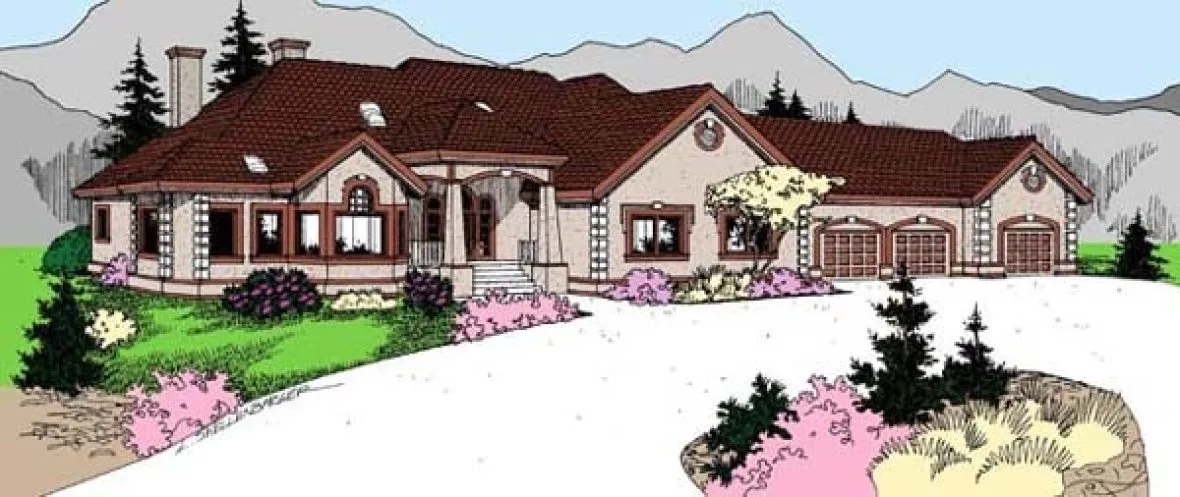 Full Rendering for House Plan #164000
