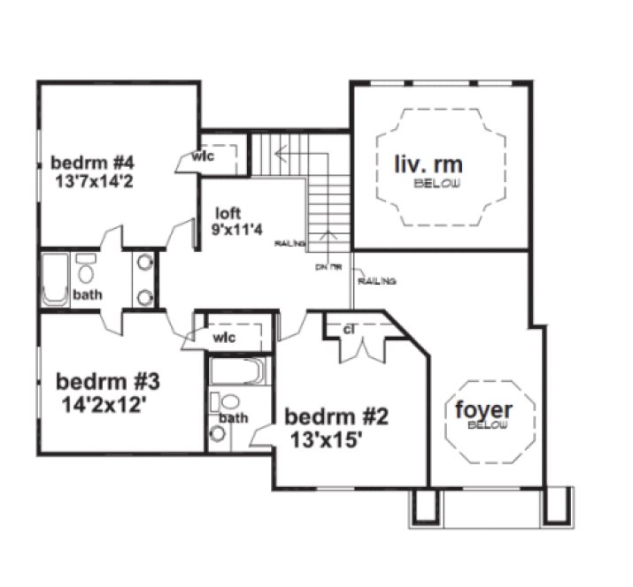 Second Floor Plan for House Plan #394620