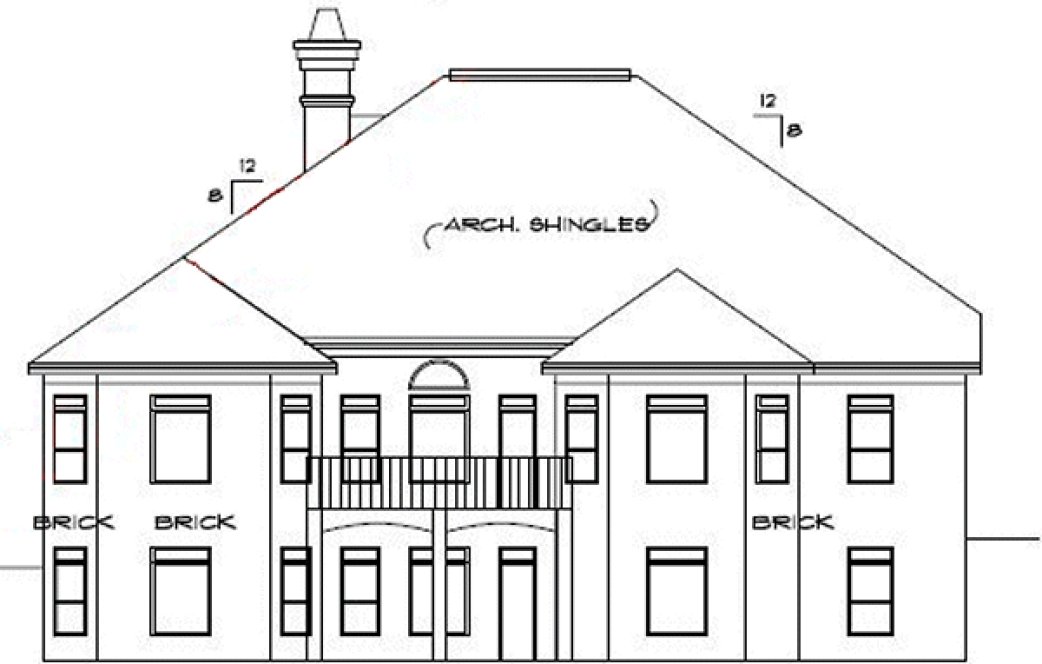 Rear Elevation for House Plan #393720