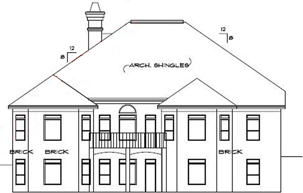 Rear Elevation for House Plan #393720