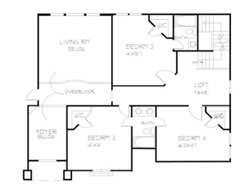 Second Floor Plan for House Plan #393020