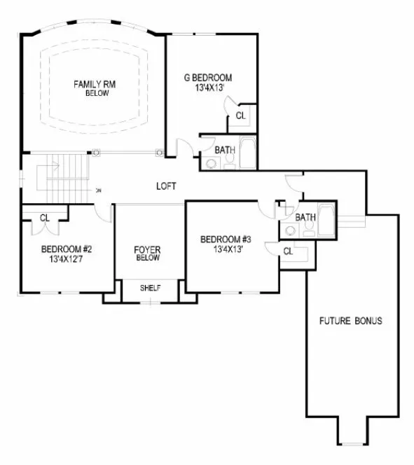 Second Floor Plan for House Plan #395110
