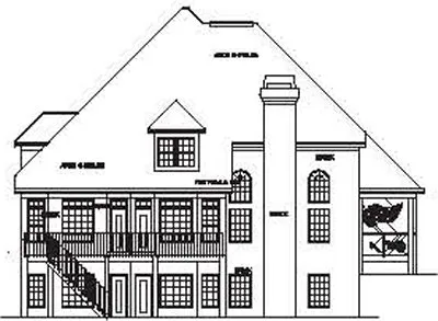 Rear Elevation for House Plan #394400