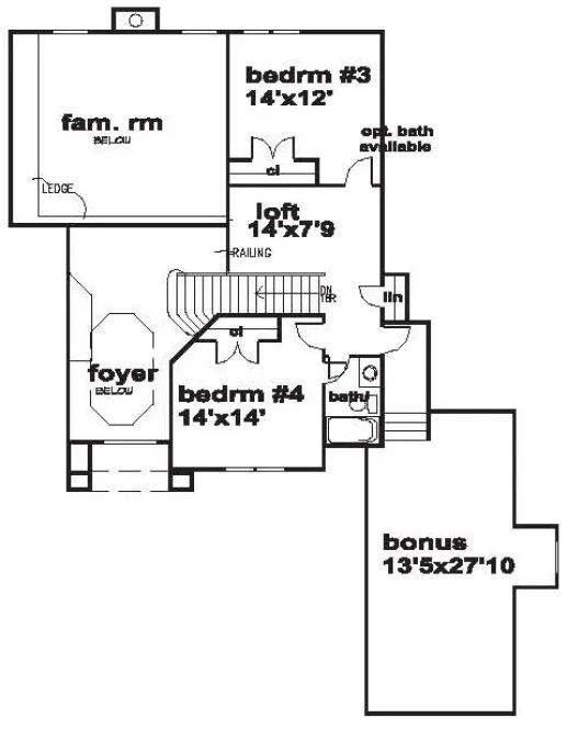 Second Floor Plan for House Plan #394400