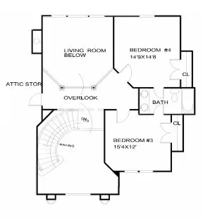 Second Floor Plan for House Plan #398800