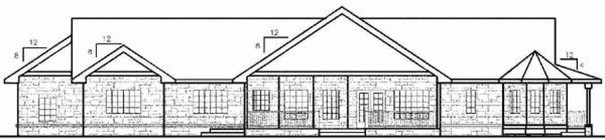 Rear Elevation for House Plan #166590