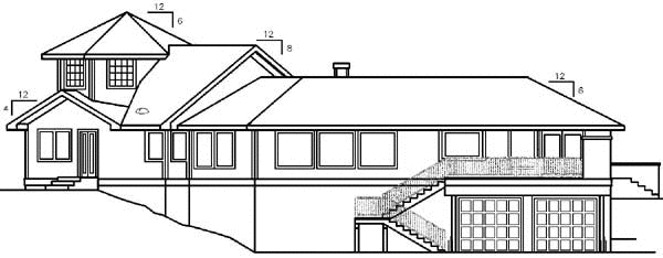 Rear Elevation for House Plan #164590